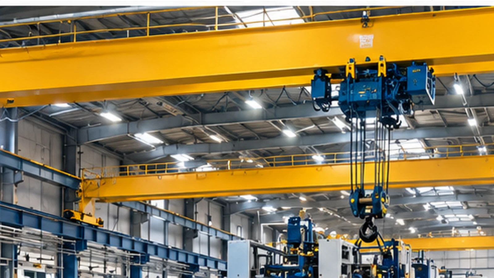 Overhead crane system installed inside an industrial production hall